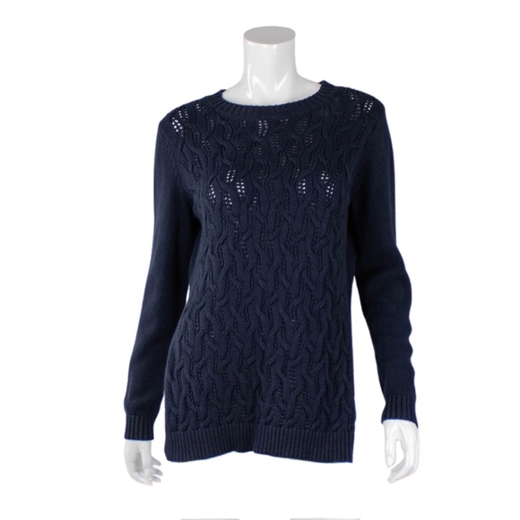 Navy side slit knit sweater